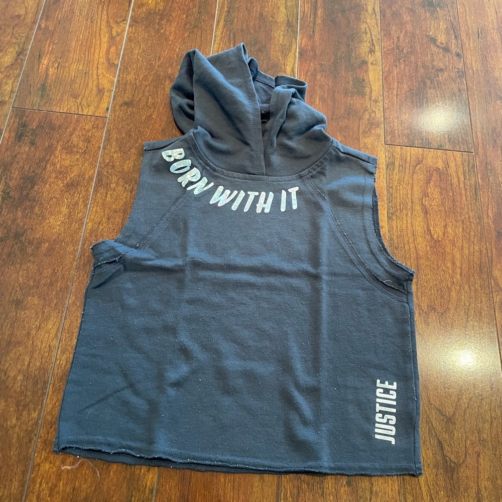 Justice sleeveless hooded tee